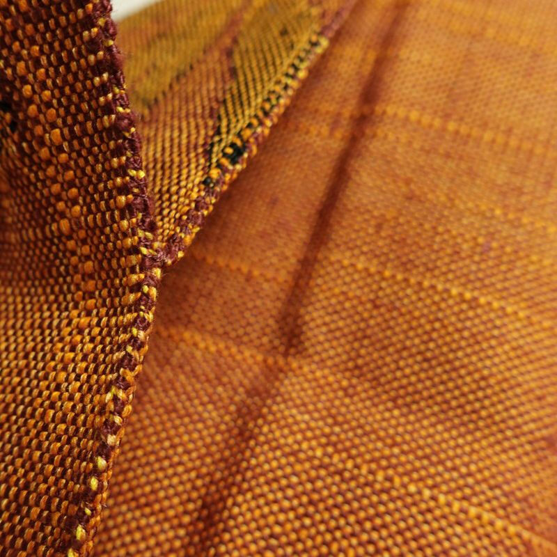 名古屋帯 六通柄 良品 正絹 木の葉・植物柄 名古屋仕立て なごや帯 リサイクル帯 帯 茶_画像20