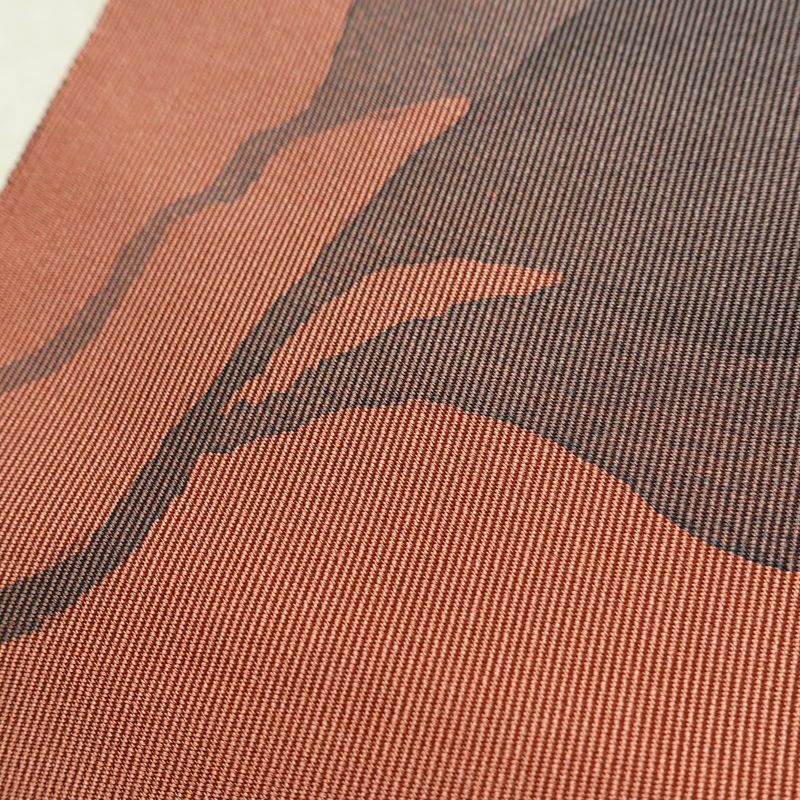 名古屋帯 太鼓柄 良品 落款入り 正絹 木の葉・植物柄 松葉仕立て なごや帯 リサイクル帯 帯 シンプル くすみピンク ピンク_画像7