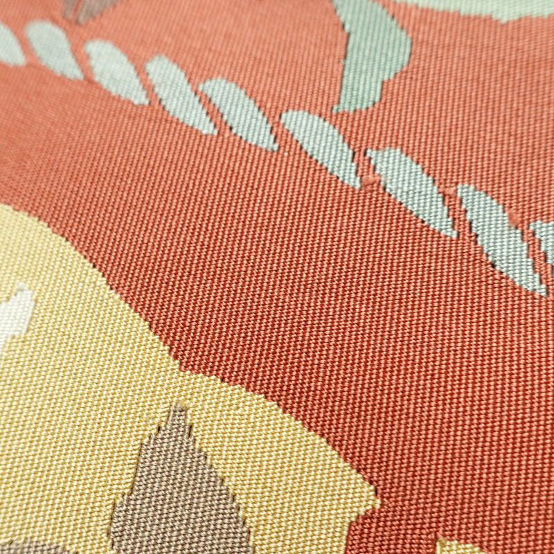 名古屋帯 太鼓柄 良品 つづれ織 正絹 蝶・昆虫柄 松葉仕立て なごや帯 リサイクル帯 帯 ピンク_画像5