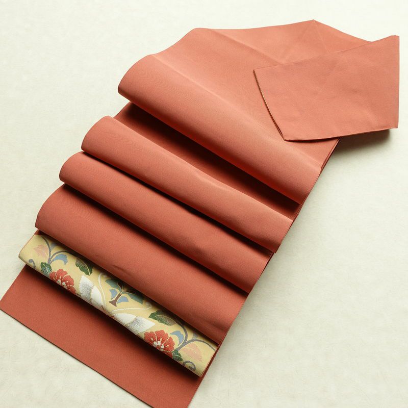 名古屋帯 太鼓柄 良品 つづれ織 正絹 蝶・昆虫柄 松葉仕立て なごや帯 リサイクル帯 帯 ピンク_画像19