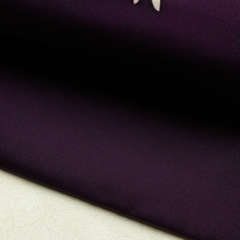 名古屋帯 太鼓柄 正絹 木の葉・植物柄 名古屋仕立て なごや帯 リサイクル帯 帯 笹 竹 紫・藤色_画像7