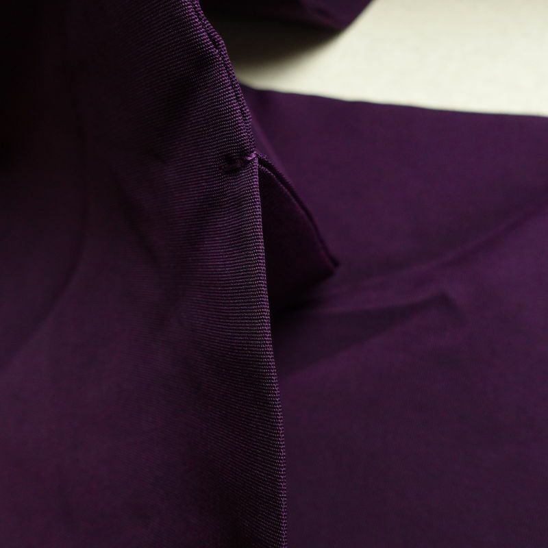 名古屋帯 太鼓柄 正絹 木の葉・植物柄 名古屋仕立て なごや帯 リサイクル帯 帯 笹 竹 紫・藤色_画像19