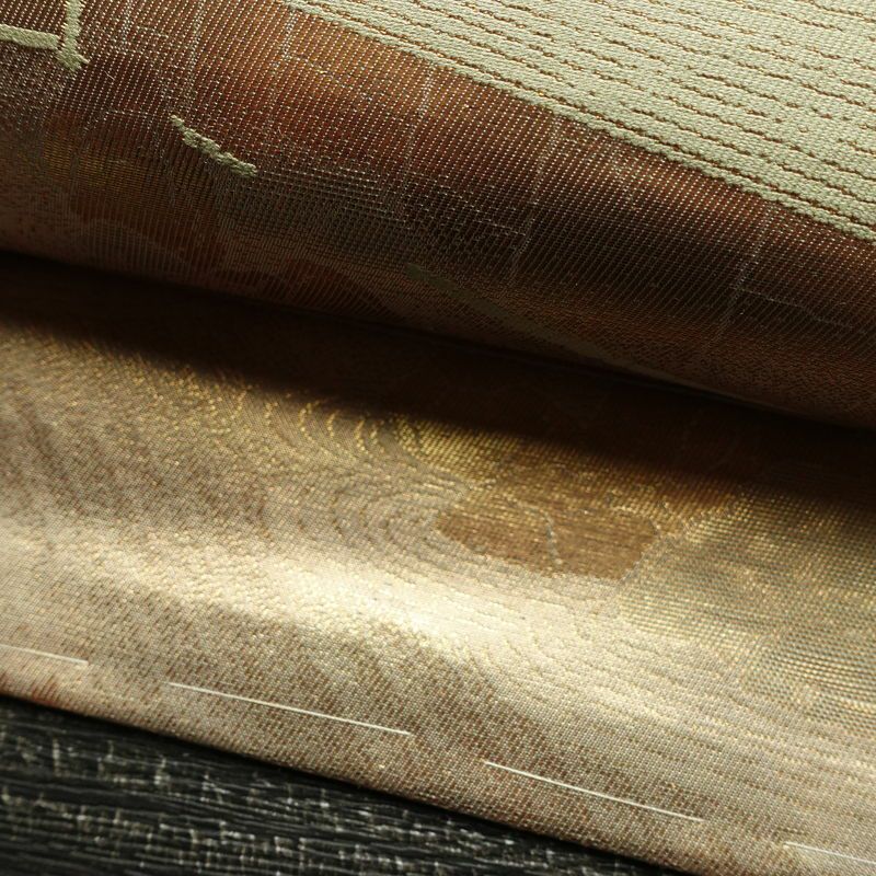 名古屋帯 六通柄 正絹 風景柄 名古屋仕立て なごや帯 リサイクル帯 帯 箔 引箔 金・銀_画像8