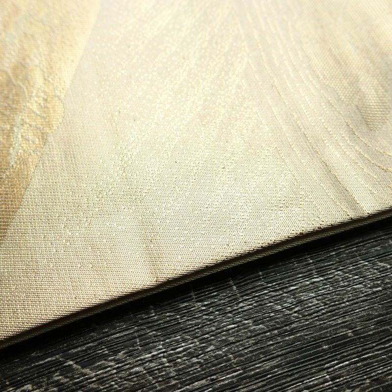 名古屋帯 六通柄 正絹 風景柄 名古屋仕立て なごや帯 リサイクル帯 帯 箔 引箔 金・銀_画像12