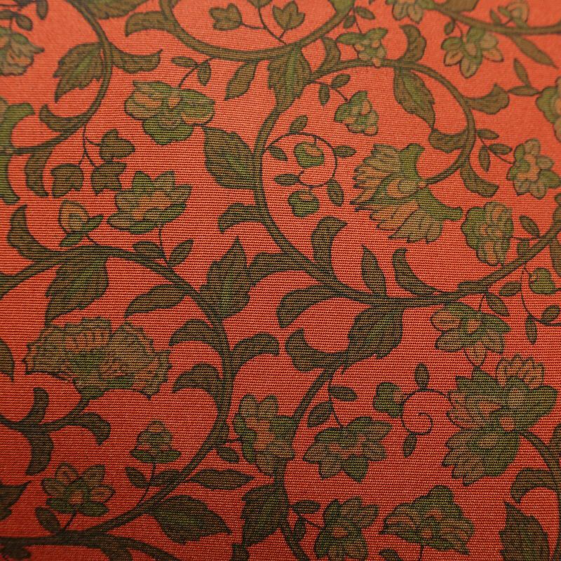 名古屋帯 全通柄 良品 正絹 木の葉・植物柄 名古屋仕立て なごや帯 リサイクル帯 帯 唐草 カジュアル 赤・朱_画像3