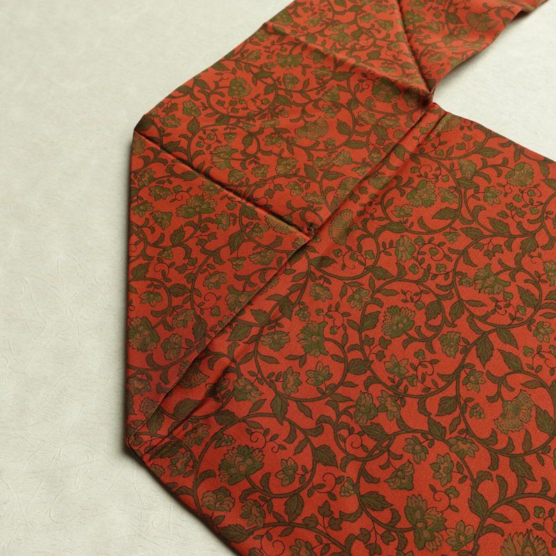 名古屋帯 全通柄 良品 正絹 木の葉・植物柄 名古屋仕立て なごや帯 リサイクル帯 帯 唐草 カジュアル 赤・朱_画像19