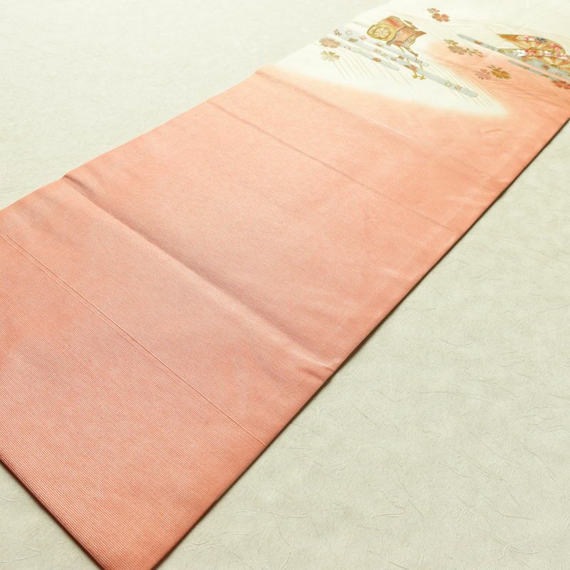 名古屋帯 太鼓柄 正絹 古典柄 名古屋仕立て なごや帯 リサイクル帯 帯 刺繍 箔 御所車 桜 金彩 多色使い_画像11