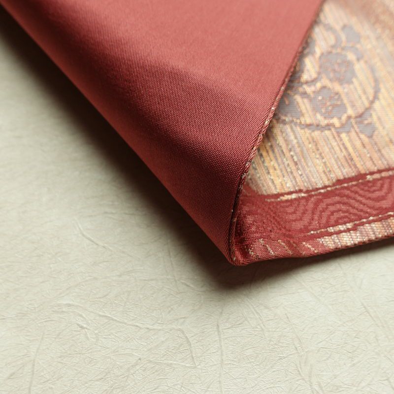 名古屋帯 六通柄 正絹 木の葉・植物柄 名古屋仕立て なごや帯 リサイクル帯 帯 箔 ピンク_画像10