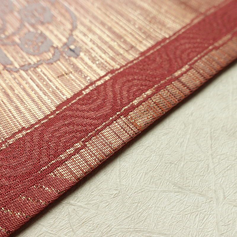 名古屋帯 六通柄 正絹 木の葉・植物柄 名古屋仕立て なごや帯 リサイクル帯 帯 箔 ピンク_画像12