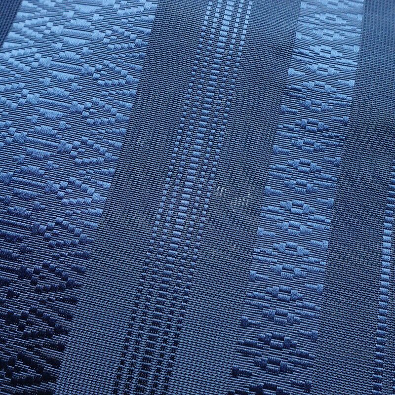 名古屋帯 全通柄 夏用 献上柄 正絹 縞柄・線柄 松葉仕立て リサイクル帯 帯 シンプル 青・紺_画像3