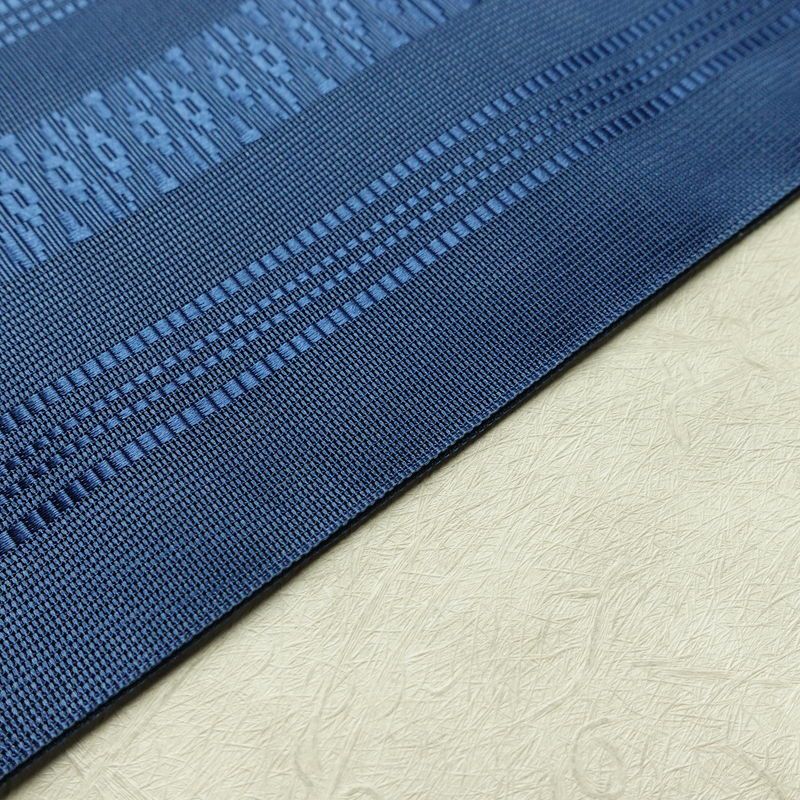 名古屋帯 全通柄 夏用 献上柄 正絹 縞柄・線柄 松葉仕立て リサイクル帯 帯 シンプル 青・紺_画像13