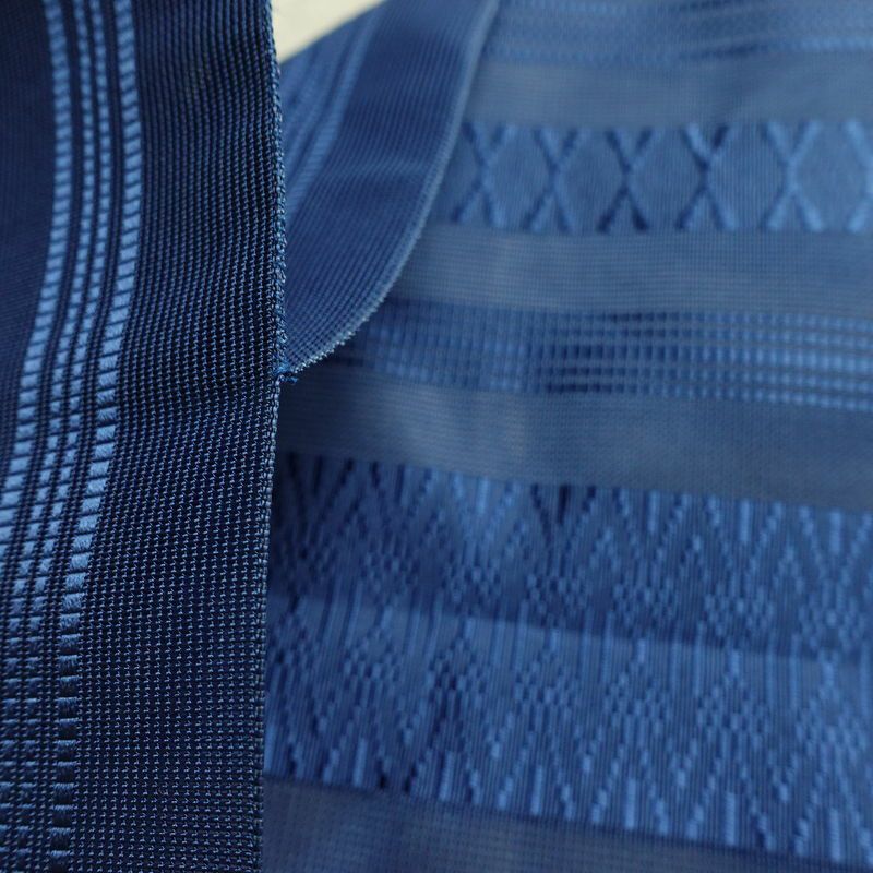 名古屋帯 全通柄 夏用 献上柄 正絹 縞柄・線柄 松葉仕立て リサイクル帯 帯 シンプル 青・紺_画像17