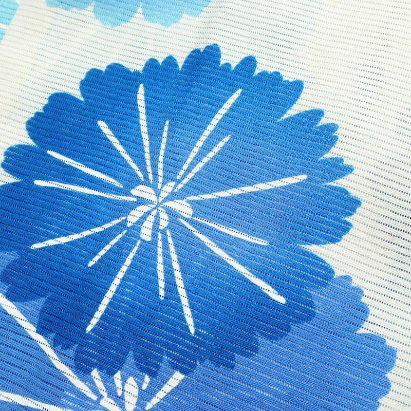 新品 浴衣 綿絽 国内染色 国内加工 女性用 絽 綿 ブルー 花 しつけ糸付き 未使用品 ゆかた モダン しっとり_画像4