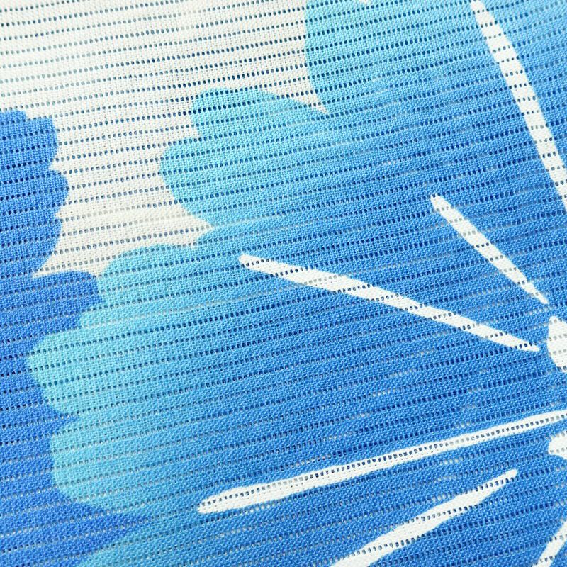 新品 浴衣 綿絽 国内染色 国内加工 女性用 絽 綿 ブルー 花 しつけ糸付き 未使用品 ゆかた モダン しっとり_画像5