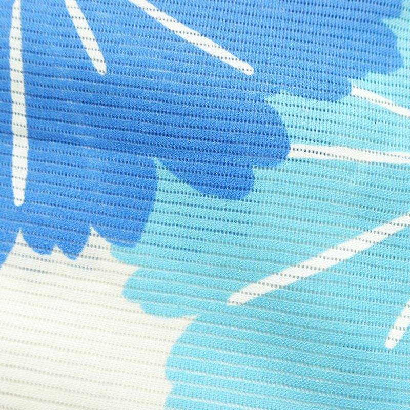 新品 浴衣 綿絽 国内染色 国内加工 女性用 絽 綿 ブルー 花 しつけ糸付き 未使用品 ゆかた モダン しっとり_画像6