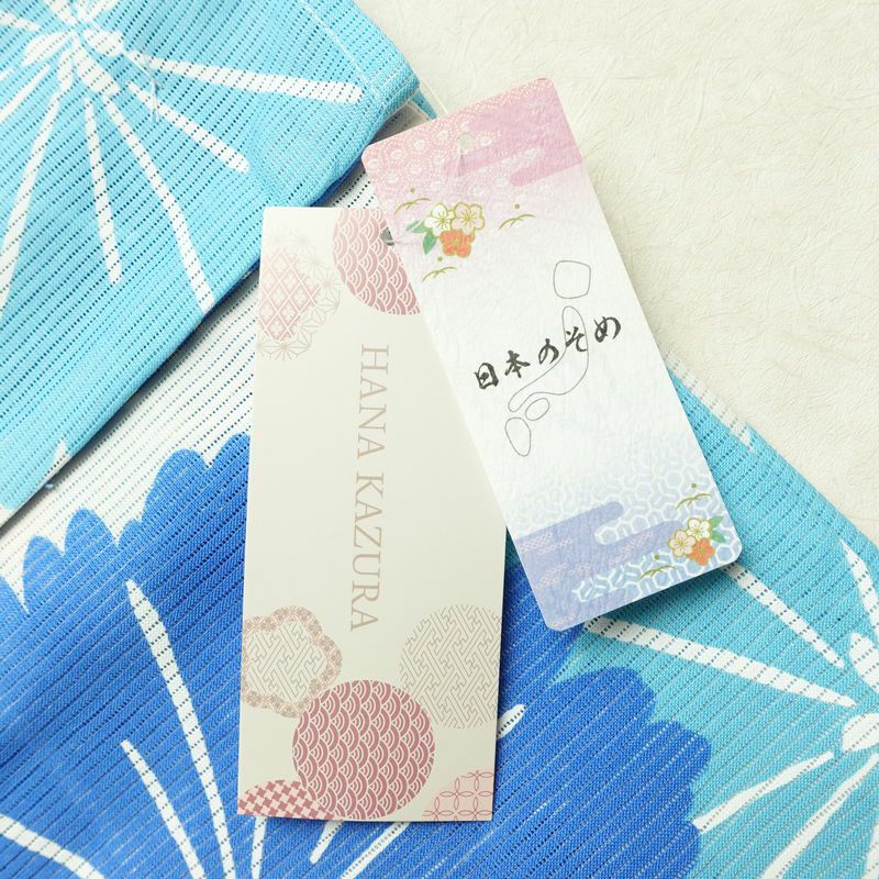 新品 浴衣 綿絽 国内染色 国内加工 女性用 絽 綿 ブルー 花 しつけ糸付き 未使用品 ゆかた モダン しっとり_画像14