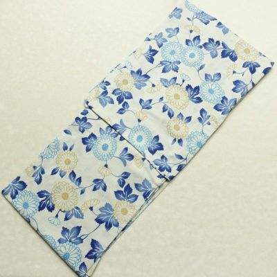 新品 浴衣 滝流れ織 国内染色 国内加工 女性用 綿 青 花 しつけ糸付き 未使用品 ゆかた レトロ シック モダン