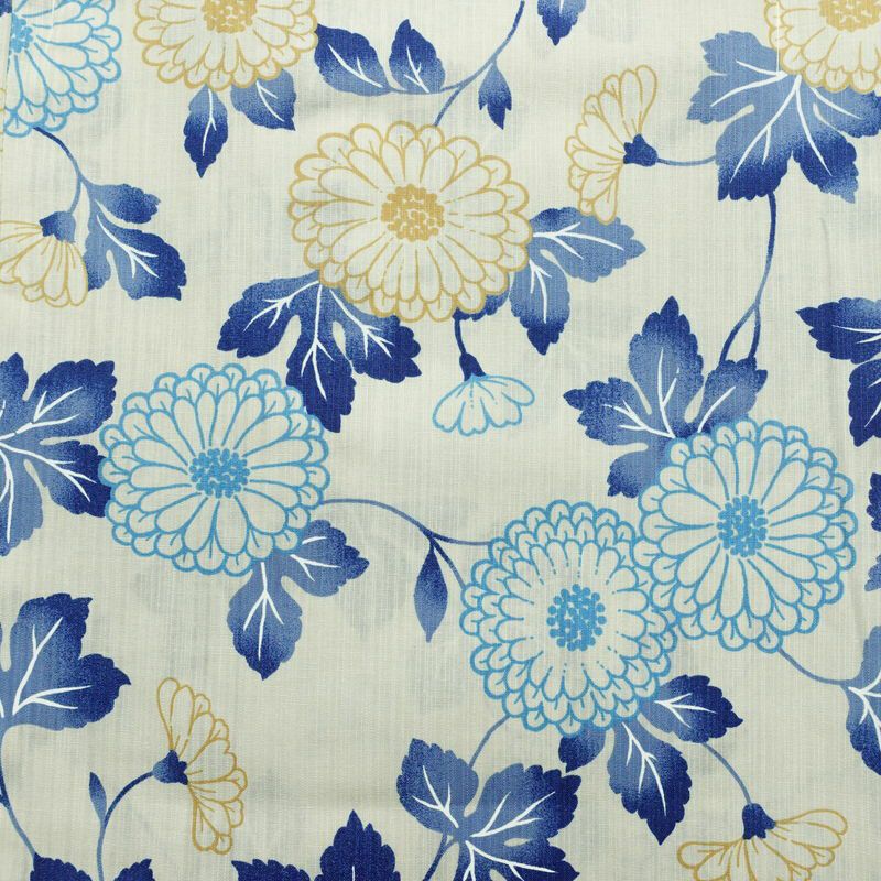 新品 浴衣 滝流れ織 国内染色 国内加工 女性用 綿 青 花 しつけ糸付き 未使用品 ゆかた レトロ シック モダン_画像3