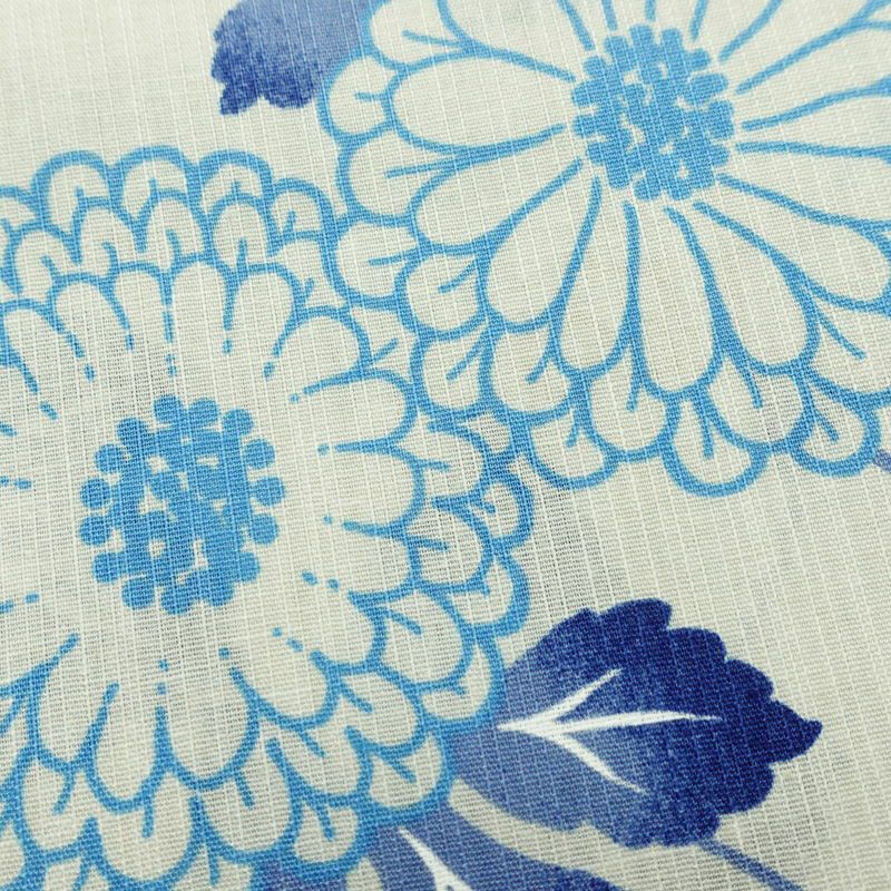 新品 浴衣 滝流れ織 国内染色 国内加工 女性用 綿 青 花 しつけ糸付き 未使用品 ゆかた レトロ シック モダン_画像4