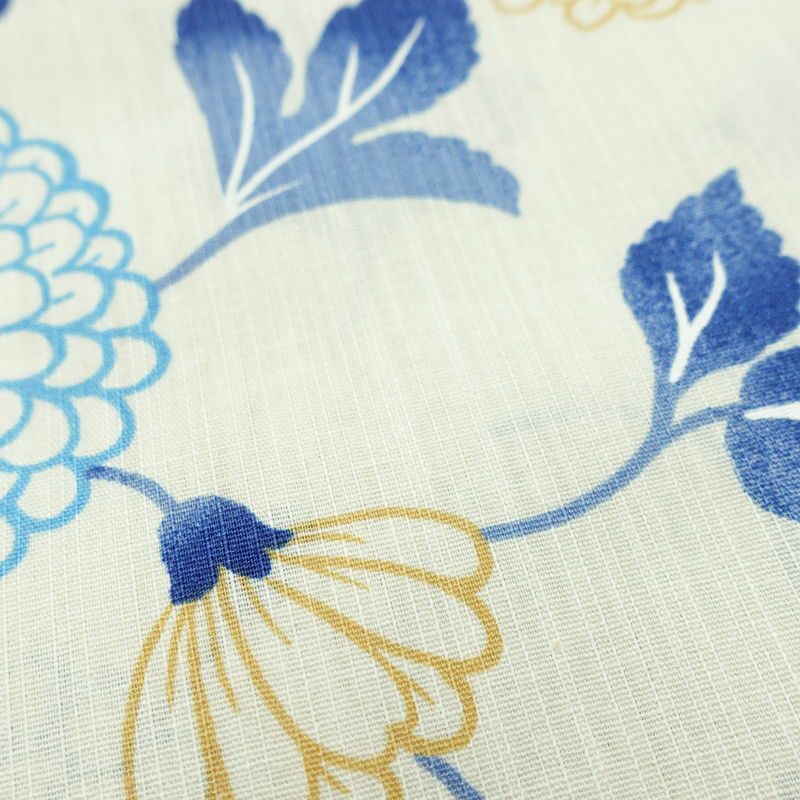 新品 浴衣 滝流れ織 国内染色 国内加工 女性用 綿 青 花 しつけ糸付き 未使用品 ゆかた レトロ シック モダン_画像7