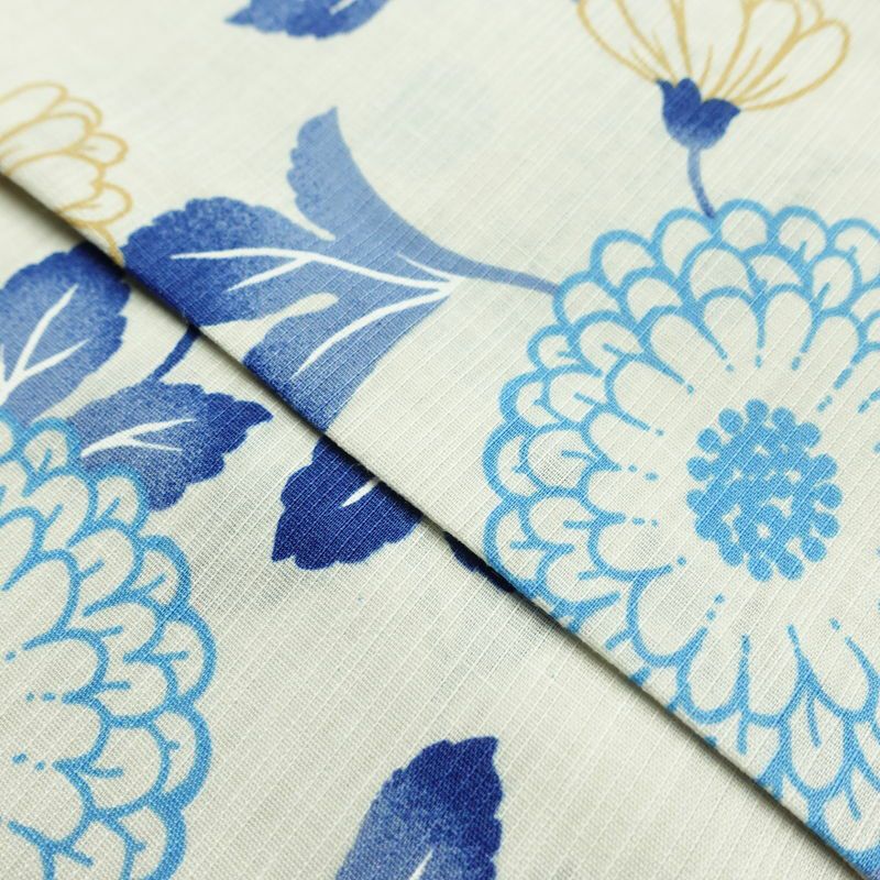 新品 浴衣 滝流れ織 国内染色 国内加工 女性用 綿 青 花 しつけ糸付き 未使用品 ゆかた レトロ シック モダン_画像8