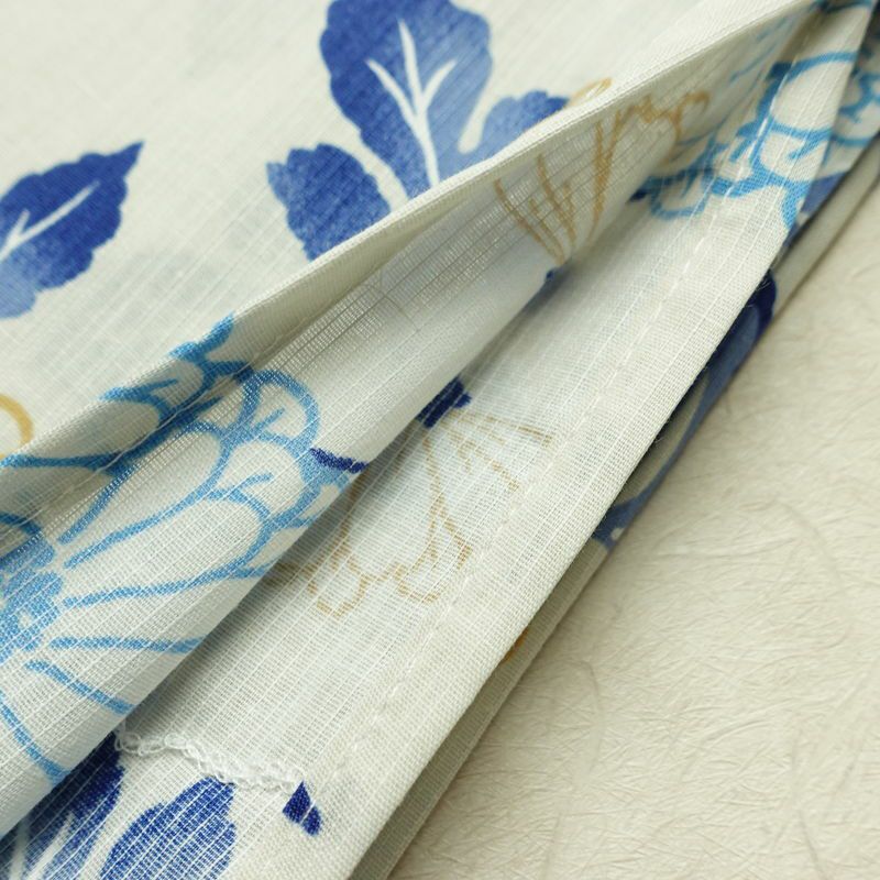 新品 浴衣 滝流れ織 国内染色 国内加工 女性用 綿 青 花 しつけ糸付き 未使用品 ゆかた レトロ シック モダン_画像11