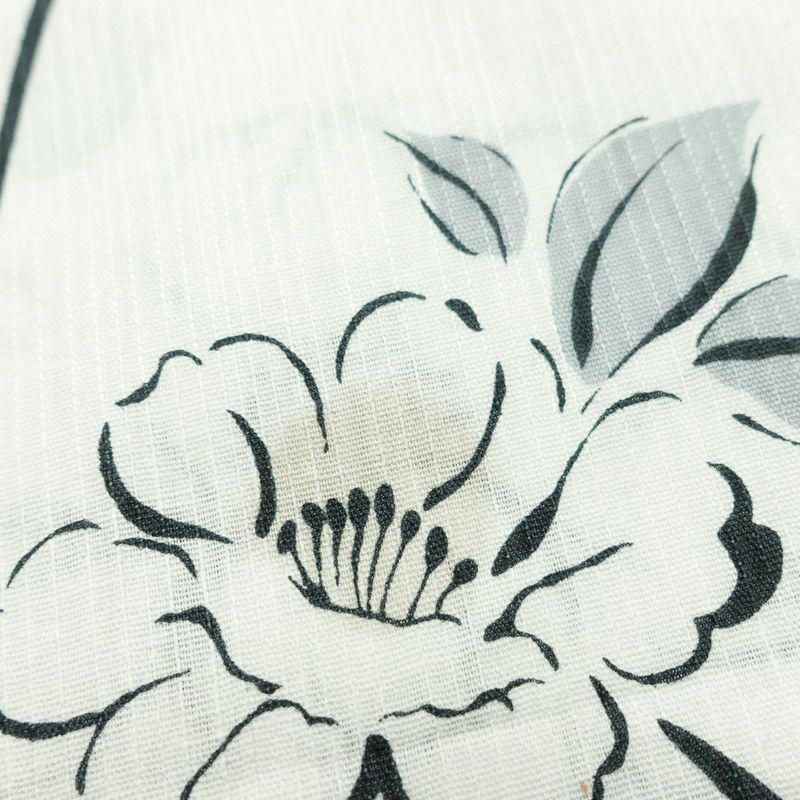 新品 浴衣 滝流れ織 国内染色 国内加工 女性用 綿 白 花 しつけ糸付き 未使用品 ゆかた レトロ シック モダン しっとり_画像5