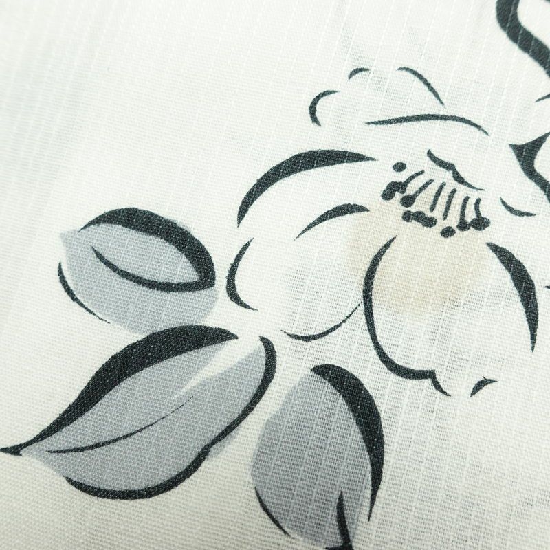 新品 浴衣 滝流れ織 国内染色 国内加工 女性用 綿 白 花 しつけ糸付き 未使用品 ゆかた レトロ シック モダン しっとり_画像7