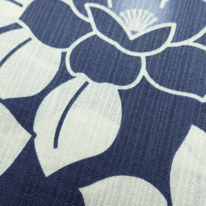 新品 浴衣 滝流れ織 国内染色 国内加工 女性用 綿 紺 花 しつけ糸付き 未使用品 ゆかた レトロ シック モダン_画像4