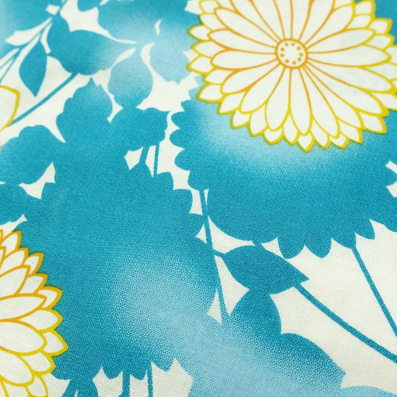 新品 浴衣 帯 2点セット 女性用 綿 平織 古典柄 浴衣 半幅帯 未使用品 花 青 蒼花 しっとり_画像6