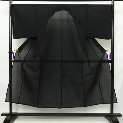 新品 男性用 浴衣 良品 綿 無地 単衣仕立て 身丈148cm 裄丈71.5cm 未使用品 黒