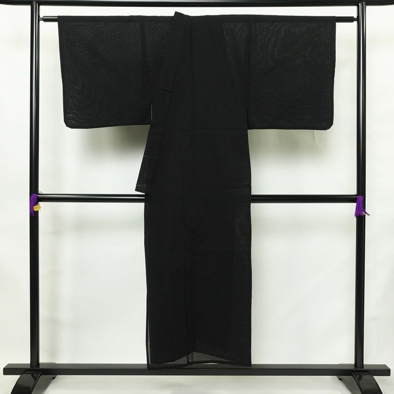 新品 男性用 浴衣 良品 綿 無地 単衣仕立て 身丈148cm 裄丈71.5cm 未使用品 黒_画像2