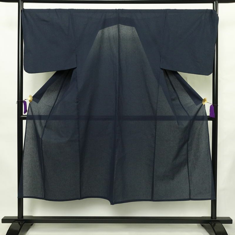 新品 男性用 浴衣 良品 綿 無地 単衣仕立て 身丈145.5cm 裄丈73cm 未使用品 青・紺_画像1