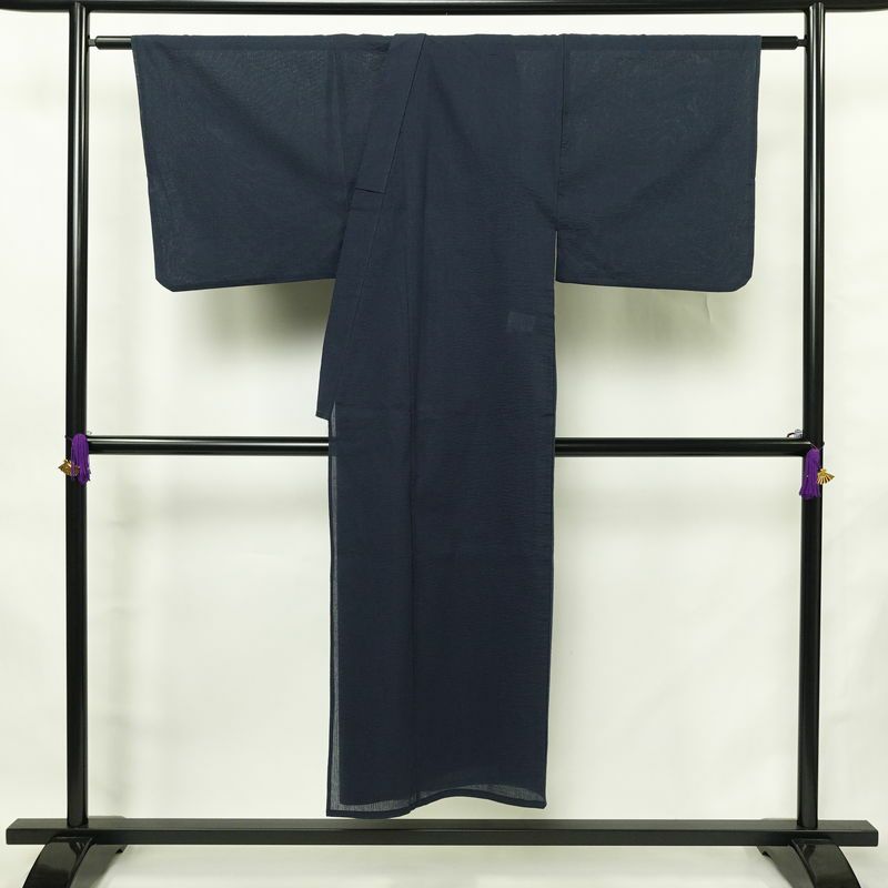 新品 男性用 浴衣 良品 綿 無地 単衣仕立て 身丈145.5cm 裄丈73cm 未使用品 青・紺_画像2