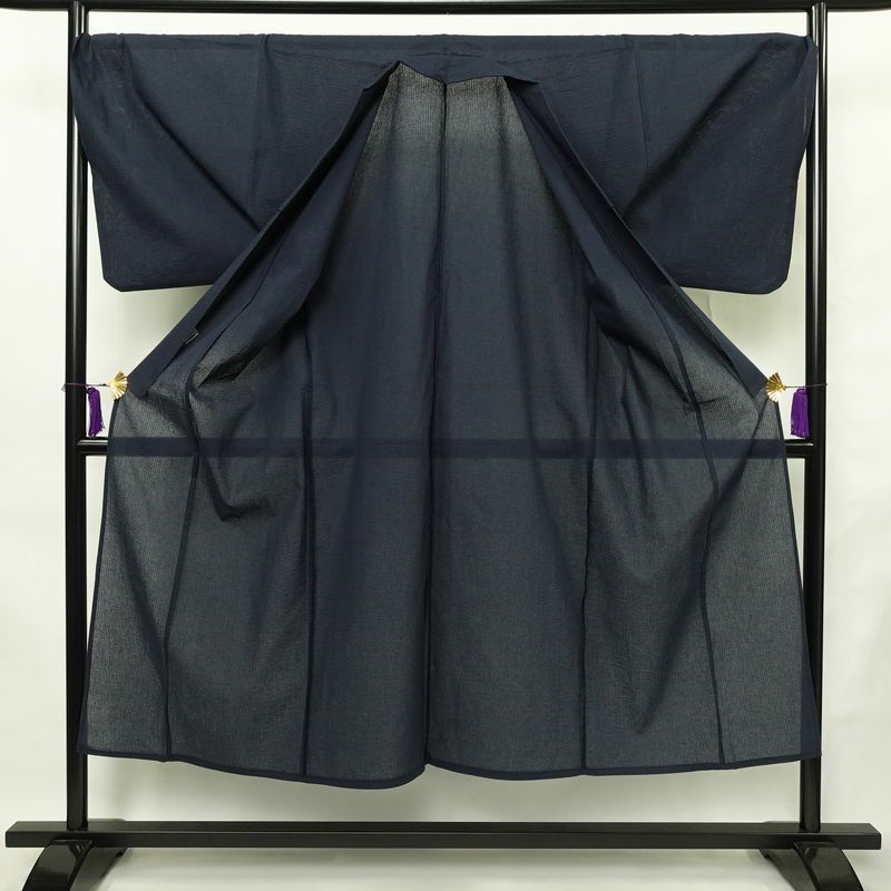 新品 男性用 浴衣 良品 綿 無地 単衣仕立て 身丈145.5cm 裄丈73cm 未使用品 青・紺_画像3