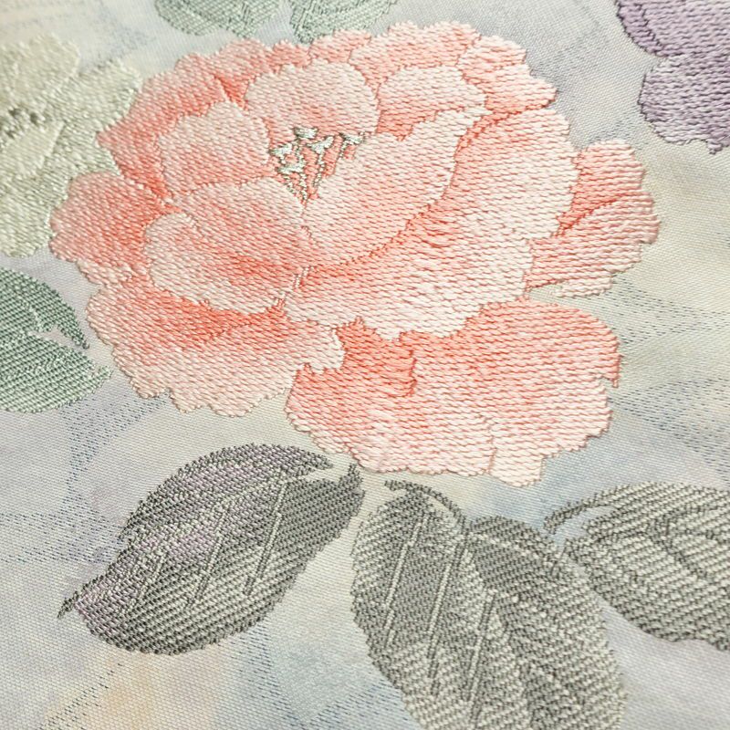 名古屋帯 太鼓柄 正絹 花柄 名古屋仕立て なごや帯 リサイクル帯 帯 シンプル 白_画像3