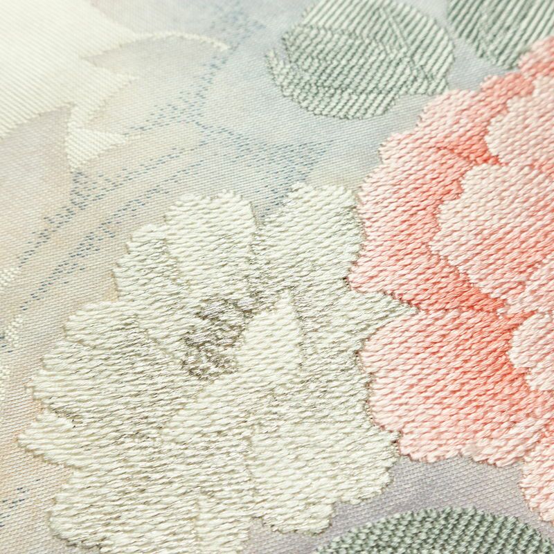 名古屋帯 太鼓柄 正絹 花柄 名古屋仕立て なごや帯 リサイクル帯 帯 シンプル 白_画像5