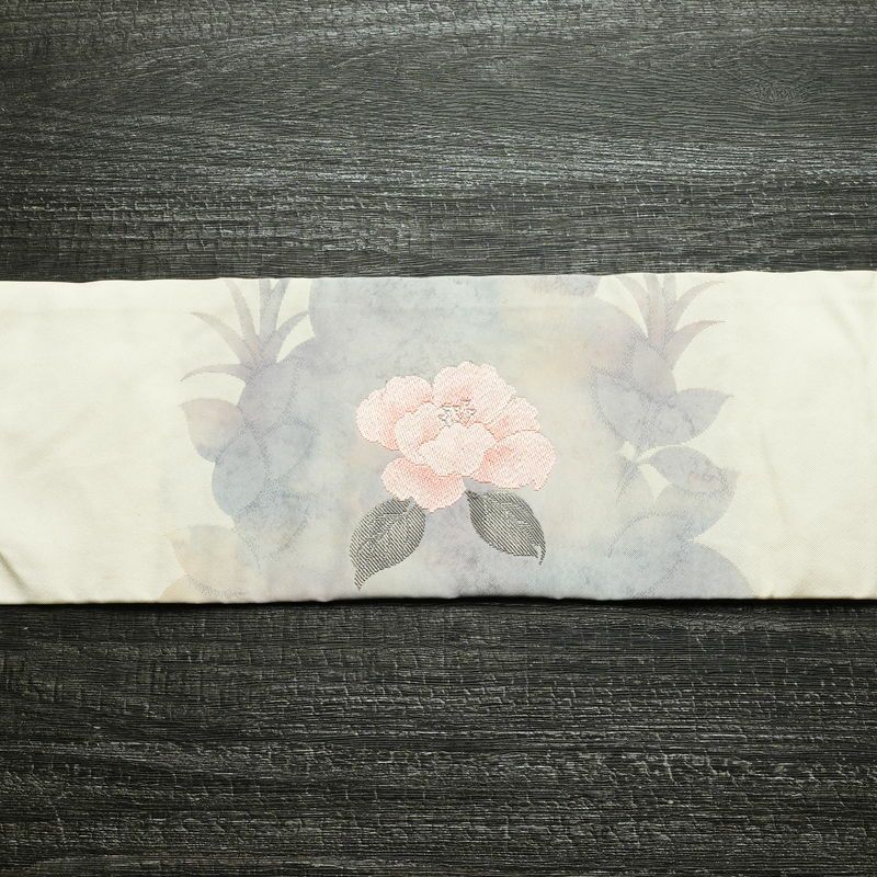 名古屋帯 太鼓柄 正絹 花柄 名古屋仕立て なごや帯 リサイクル帯 帯 シンプル 白_画像12