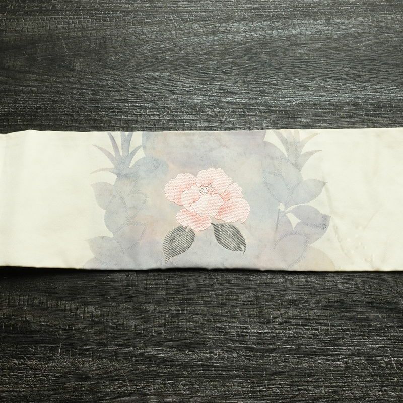 名古屋帯 太鼓柄 正絹 花柄 名古屋仕立て なごや帯 リサイクル帯 帯 シンプル 白_画像13