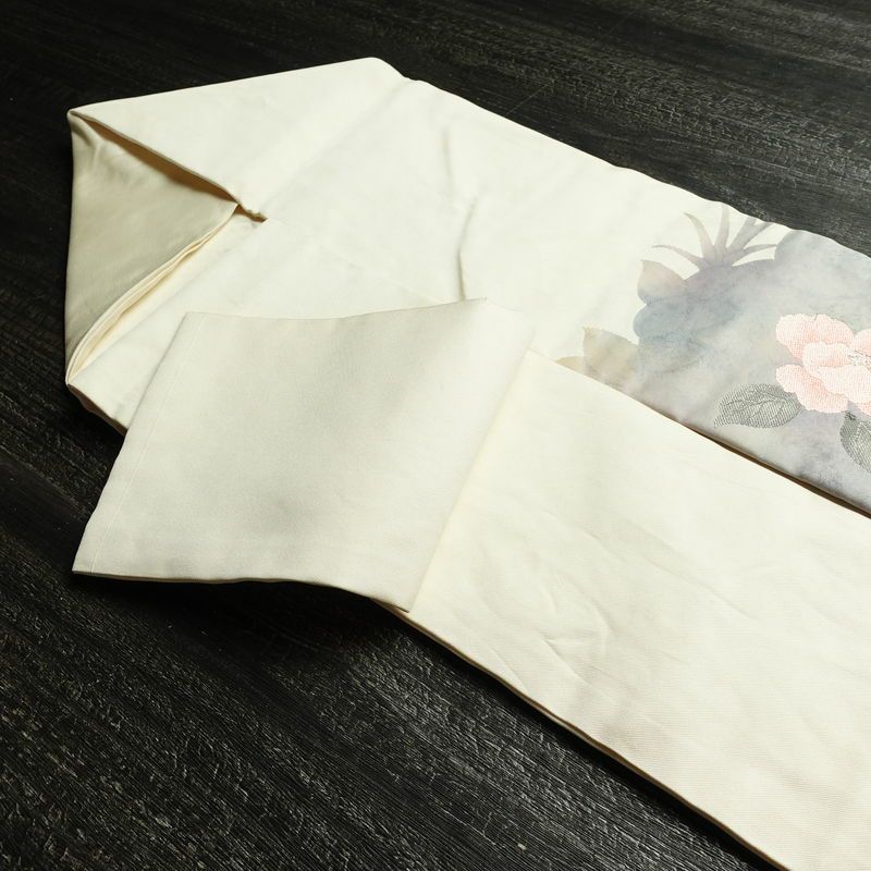 名古屋帯 太鼓柄 正絹 花柄 名古屋仕立て なごや帯 リサイクル帯 帯 シンプル 白_画像21