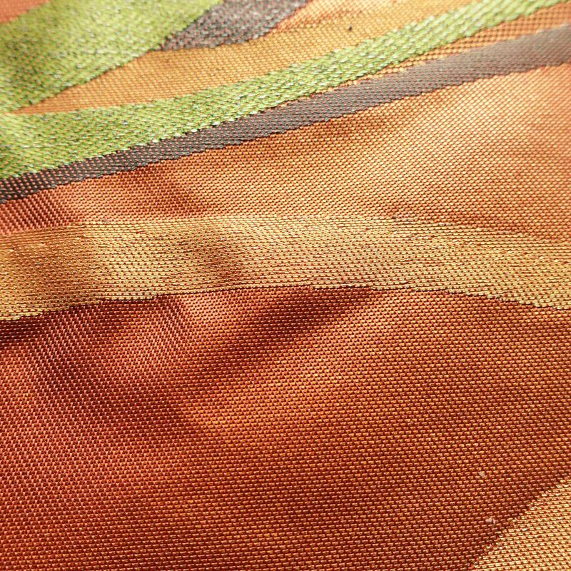 名古屋帯 太鼓柄 正絹 流水・波柄 名古屋仕立て なごや帯 リサイクル帯 帯 引箔 橙_画像6