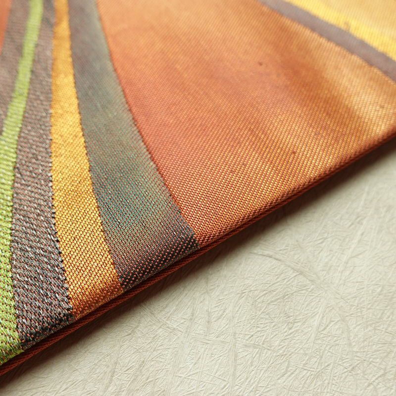 名古屋帯 太鼓柄 正絹 流水・波柄 名古屋仕立て なごや帯 リサイクル帯 帯 引箔 橙_画像12