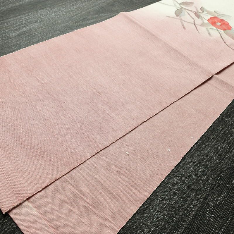 名古屋帯 太鼓柄 正絹 花柄 通し仕立て なごや帯 リサイクル帯 帯 椿 シンプル 多色使い_画像8