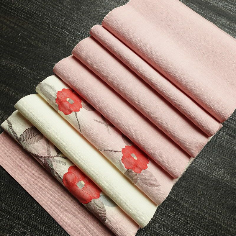 名古屋帯 太鼓柄 正絹 花柄 通し仕立て なごや帯 リサイクル帯 帯 椿 シンプル 多色使い_画像20