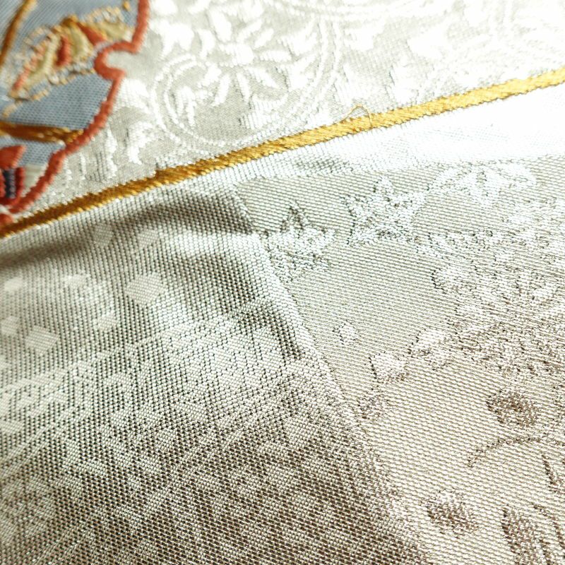 名古屋帯 太鼓柄 正絹 古典柄 名古屋仕立て なごや帯 リサイクル帯 帯 雪輪 引箔 金糸 金・銀_画像7