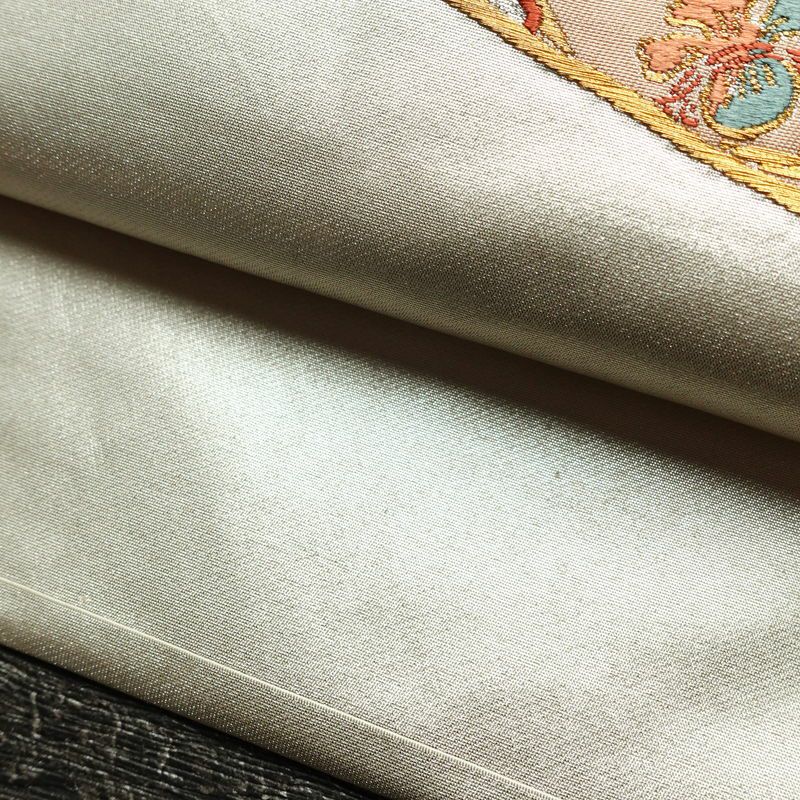 名古屋帯 太鼓柄 正絹 古典柄 名古屋仕立て なごや帯 リサイクル帯 帯 雪輪 引箔 金糸 金・銀_画像8