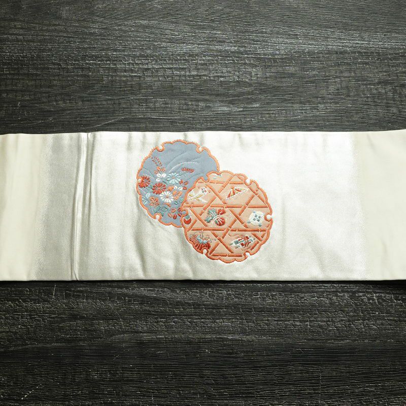 名古屋帯 太鼓柄 正絹 古典柄 名古屋仕立て なごや帯 リサイクル帯 帯 雪輪 引箔 金糸 金・銀_画像14