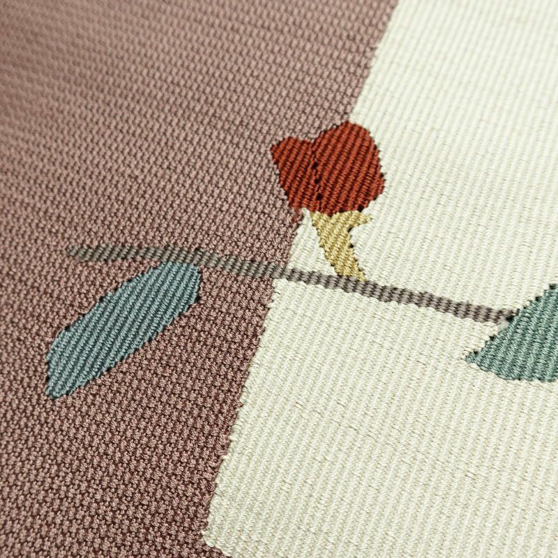 名古屋帯 太鼓柄 良品 正絹 花柄 通し仕立て なごや帯 リサイクル帯 帯 小豆・エンジ_画像5