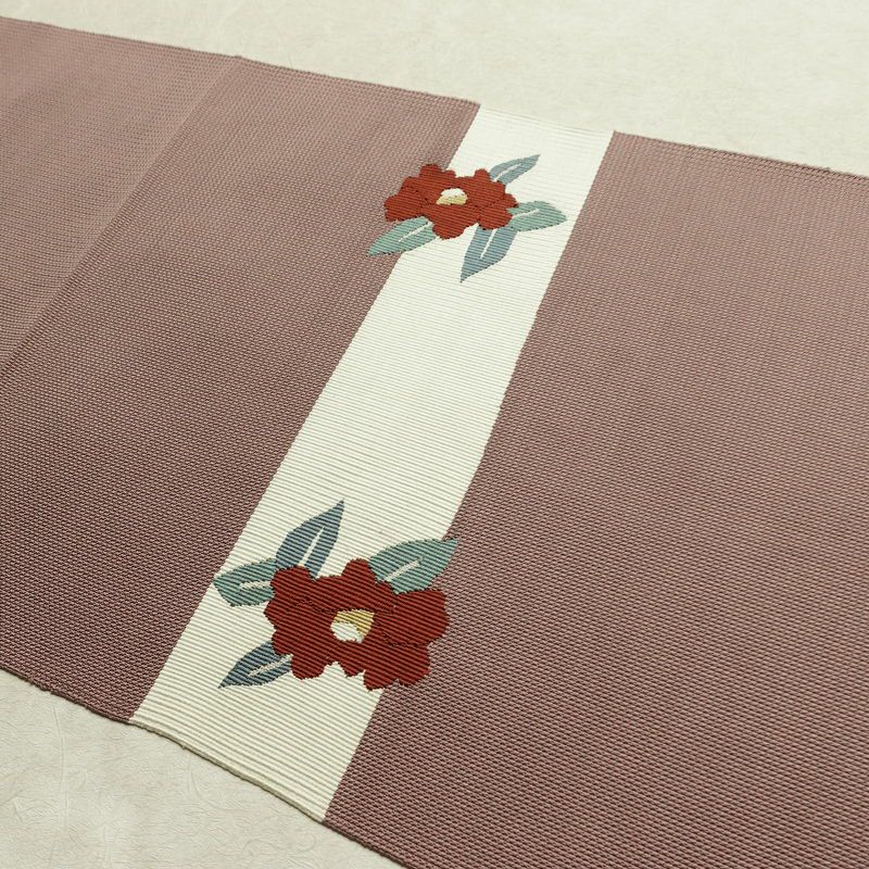 名古屋帯 太鼓柄 良品 正絹 花柄 通し仕立て なごや帯 リサイクル帯 帯 小豆・エンジ_画像17