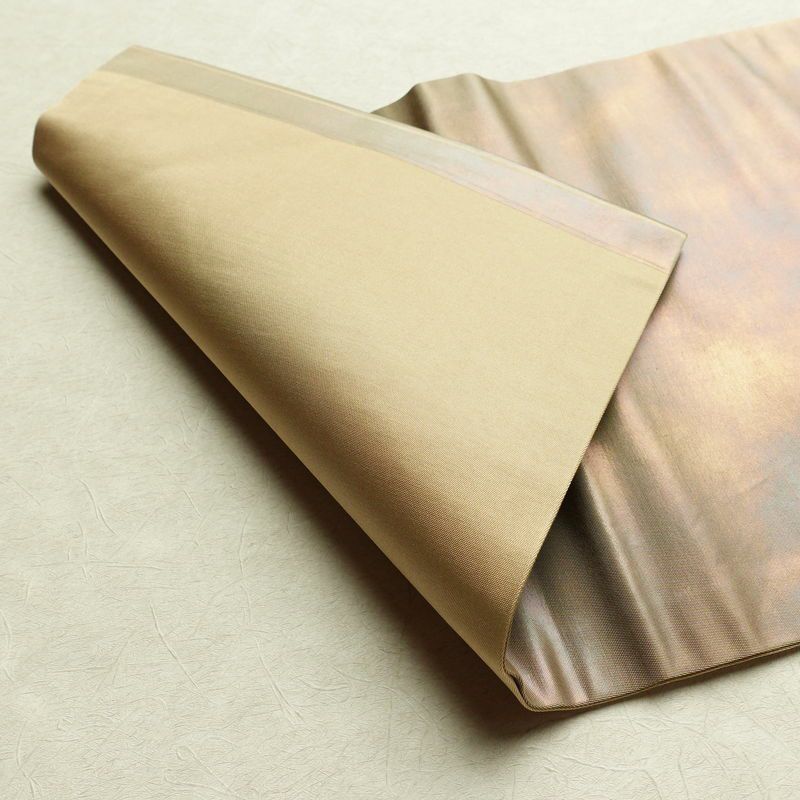 名古屋帯 太鼓柄 正絹 木の葉・植物柄 名古屋仕立て なごや帯 リサイクル帯 帯 芝 ベージュ_画像13